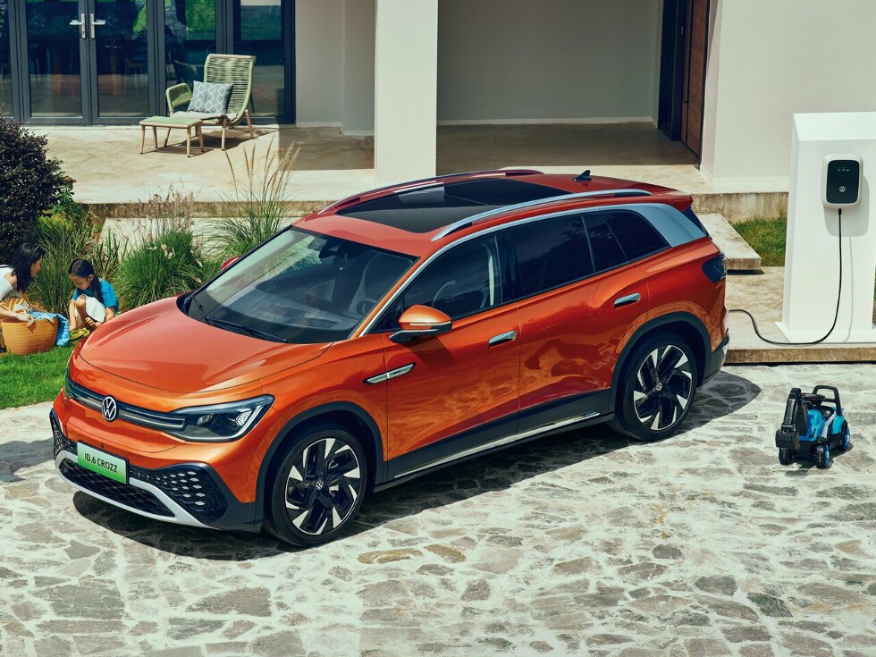 Коврики ЭВА "EVA ромб" для Volkswagen ID.6 I (suv  7 мест / SUV) 2021 - Н.В., черные, 5шт.